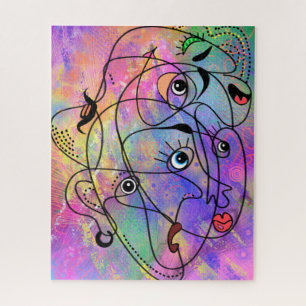 Quebra-cabeça Estilo de Cubismo de Arte do Humor do Abstrato Pes