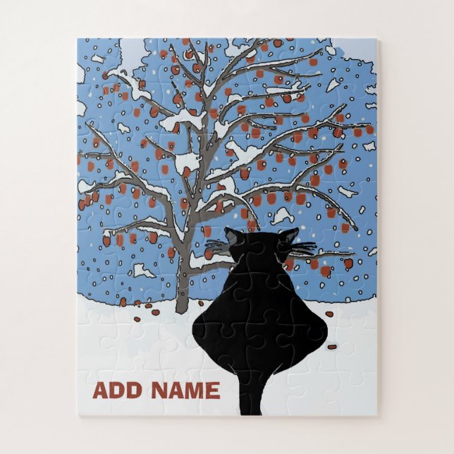 Quebra-cabeça Estilo de Natal para gatos pretos (Vertical)