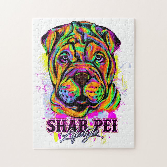 Quebra-cabeça Estilo de Vida do Cão-Papoeira Shar Pei   (Vertical)