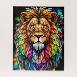 Quebra-cabeça Estilo de Vidro Obtido Por Aquarela Lion