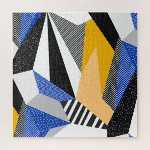 Quebra-cabeça Estilo Memphis: Colagem Geométrica Criativa.