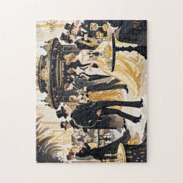 Quebra-cabeça Estilo Moulin rouge, preto e dourado, luxo rico