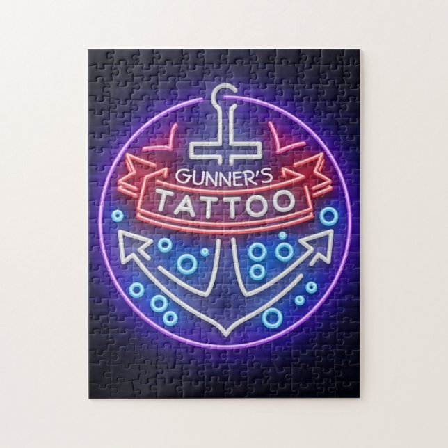 Quebra-cabeça Estilo Náutico Neon Compre de Tatuagem Personaliza (Vertical)