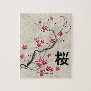 Quebra-cabeça Estilo Oriental Sakura Cherry Blossom Art