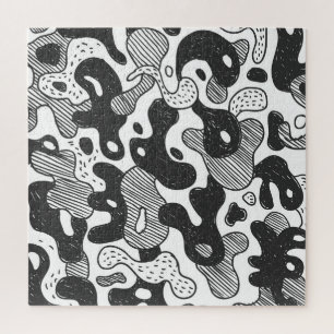 Quebra-cabeça Estilo Preto da Camuflagem de abstrato Doodle