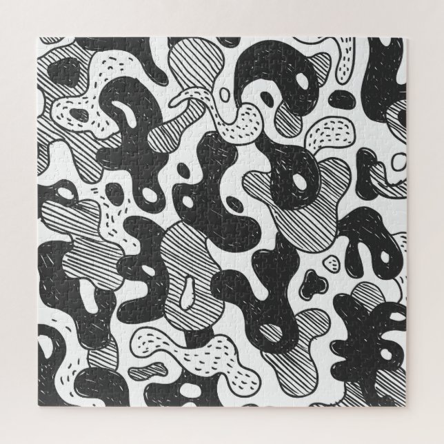 Quebra-cabeça Estilo Preto da Camuflagem de abstrato Doodle (Vertical)