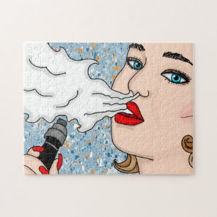 Quebra-cabeça Estilo Retro Estilo Vaping Lady