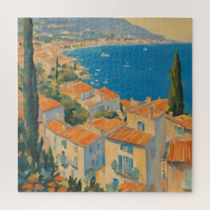 Quebra-cabeça Estilo Vintage Cote D'Azur French Viagem Watercolo