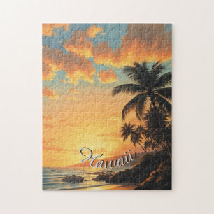 Quebra-cabeça Estilo Vintage na costa Viagem Havaiana Sunset