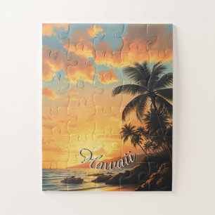 Quebra-cabeça Estilo Vintage na costa Viagem Havaiana Sunset