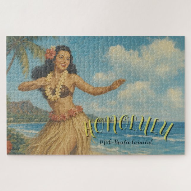 Quebra-cabeça Estilo Vintage Viagem Havaí (Horizontal)