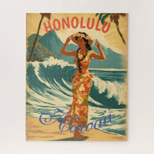 Quebra-cabeça Estilo Vintage Viagem Honolulu Médio Havaiano - Pa