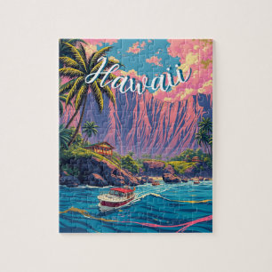 Quebra-cabeça Estilo Vintage Viagem Honolulu Médio Havaiano - Pa