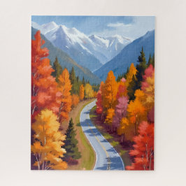 Quebra-cabeça Estrada de Outono | Aquarela da Natureza da Folhag