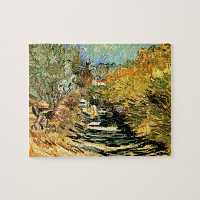 Quebra-cabeça Estrada em St Remy com Figura por Vincent van Gogh (Horizontal)