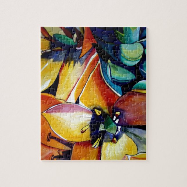 Quebra-cabeça Estrela Amarela de Bethlehem flor aquarela (Vertical)