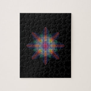 Quebra-cabeça Estrela colorido abstrata no preto contínuo