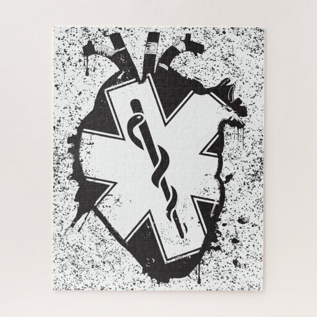 Quebra-cabeça estrela da vida coração anatômico (Vertical)