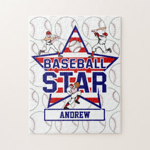 Quebra-cabeça Estrela e listras de basebol personalizadas