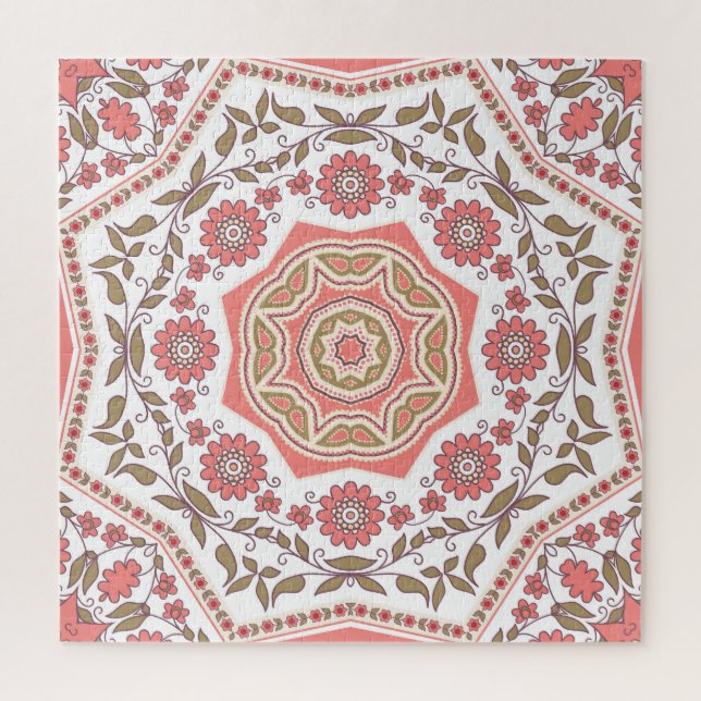 Quebra-cabeça Estrela Floral Mosaica: Padrão Invisível (Vertical)