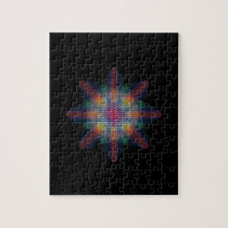 Quebra-cabeça Estrela multicolorido abstrato em preto sólido