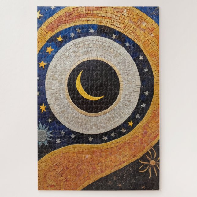Quebra-cabeça Estrelas da Lua Celestial Harmonia Mosaica Sun (Vertical)