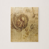 Estudo do feto bebê por Leonardo da Vinci
