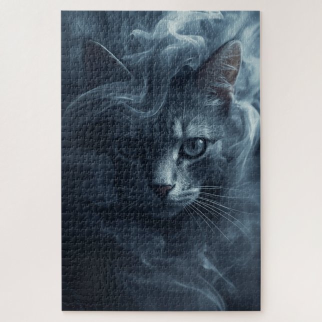 Quebra-cabeça Ethereal Cat in Smoke & Mist – Mystical Puzzle (Vertical)