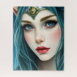 Quebra-cabeça Ethereal Elf Maiden with Teal Hair and Golden Tiar