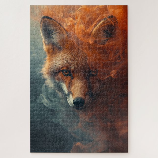 Quebra-cabeça Ethereal Fox in Smoke & Mist – Mystical Puzzle (Vertical)