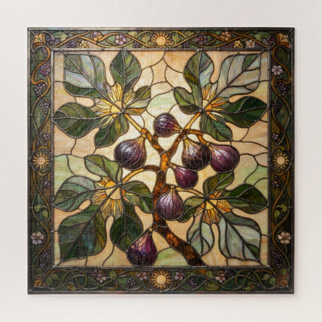 Quebra-cabeça Ethereal Stained Glass Fig Branch Puzzle (Vertical)