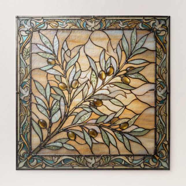 Quebra-cabeça Ethereal Stained Glass Olive Branch Puzzle (Vertical)