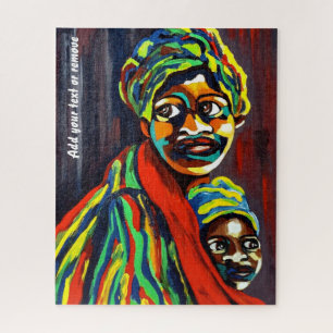 Quebra-cabeça Ética colorida, mãe e filho africanos,