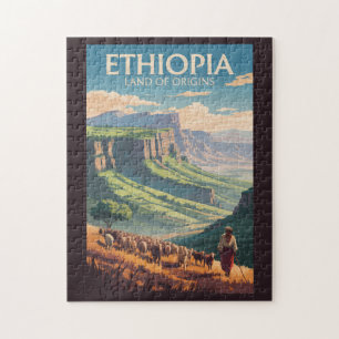 Quebra-cabeça Etiópia Shepard Herd Viagem Art Vintage