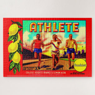 Quebra-cabeça Etiqueta da fruta de atleta da década de 1930