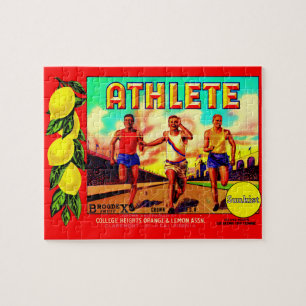 Quebra-cabeça Etiqueta da fruta de atleta da década de 1930