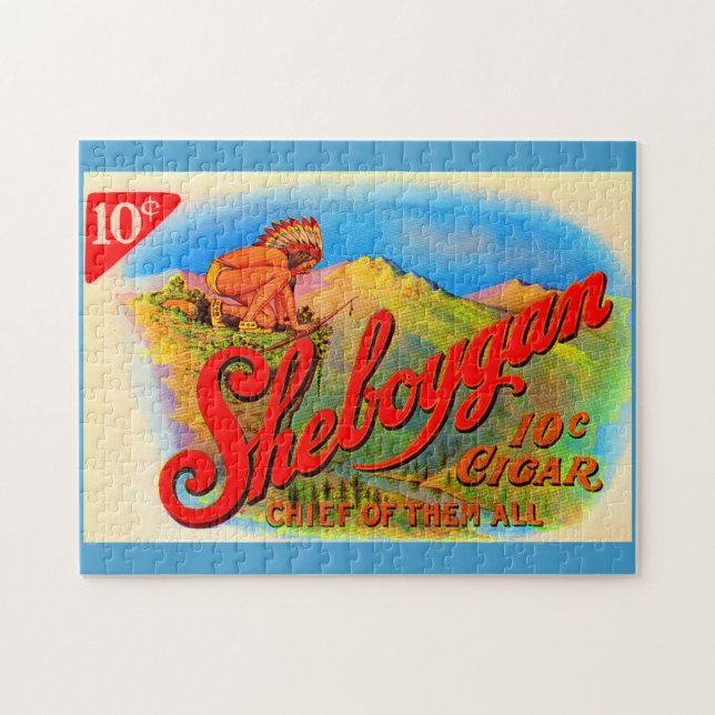 Quebra-cabeça Etiqueta de charuto de Sheboygan (Horizontal)