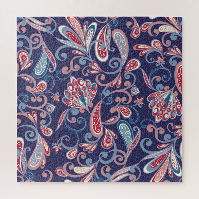 Quebra-cabeça Étnico Floral: Abstrato Oriental sem carne. (Vertical)