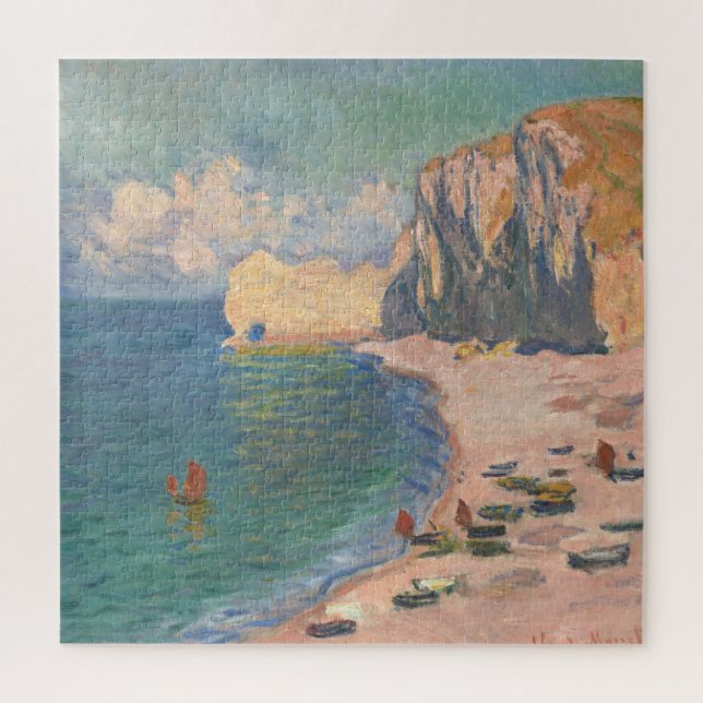 Quebra-cabeça Etretat: A Praia e o Falício de Claude Monet (Vertical)