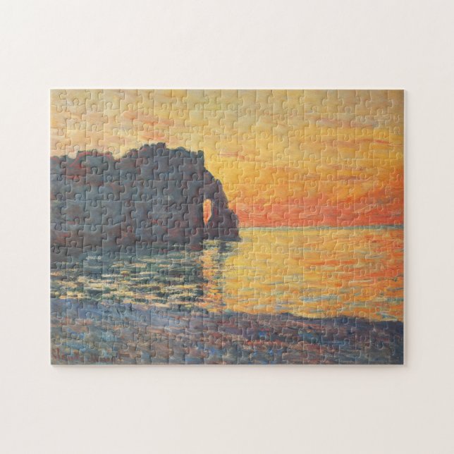 Quebra-cabeça Etretat Cliff d'Aval Sunset Monet Fine Art (Horizontal)