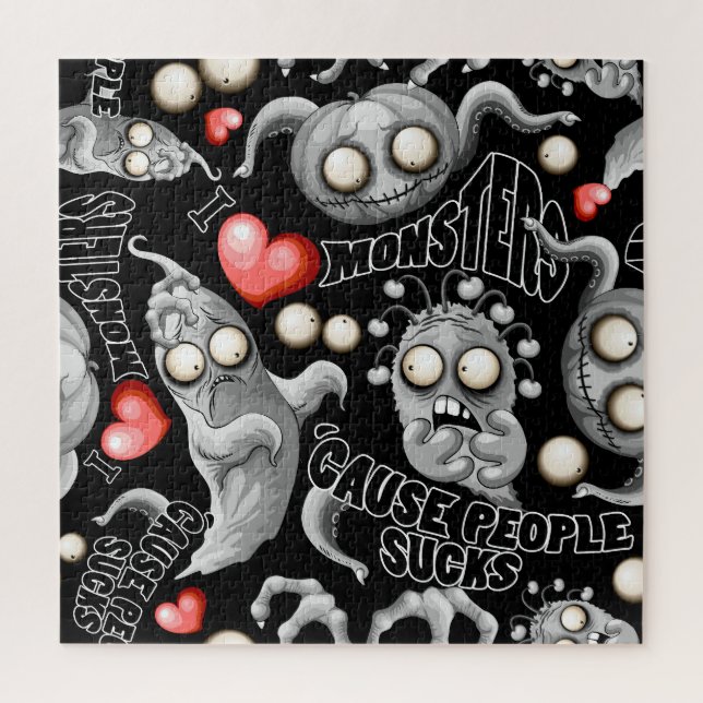 Quebra-cabeça Eu adoro monstros porque Pessoas são péssimas (Vertical)