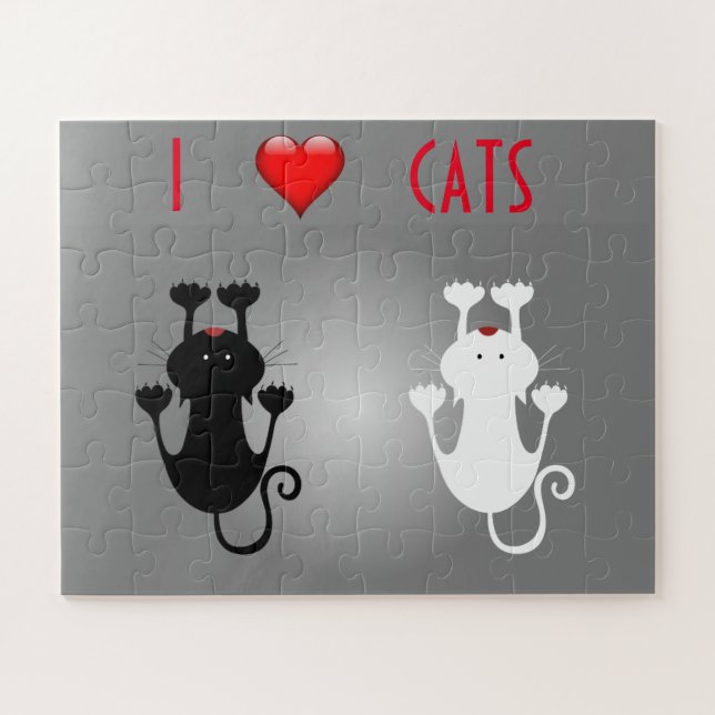 Quebra-cabeça Eu Amo Gatos (Horizontal)