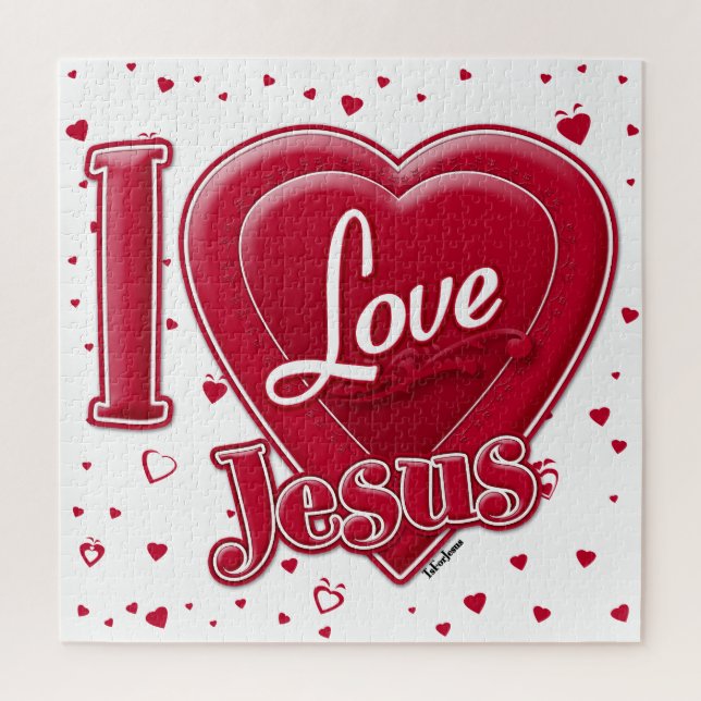 Quebra-cabeça Eu Amo Jesus Coração Vermelho (Vertical)