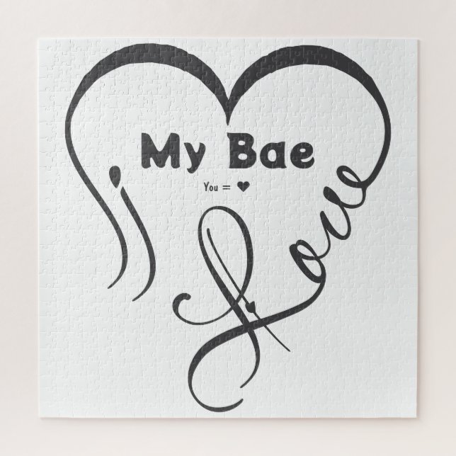 Quebra-cabeça Eu Amo Meu Bae • Você = ♥ (Vertical)