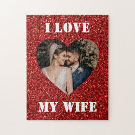 Quebra-cabeça Eu Amo Minha Esposa Coração Personalizada Foto Car