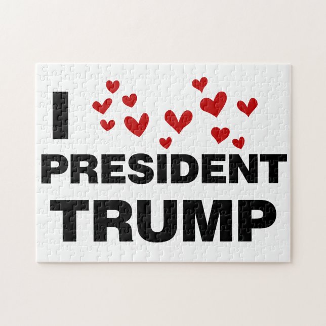 Quebra-cabeça Eu Amo O Presidente Trump Hearts (Horizontal)