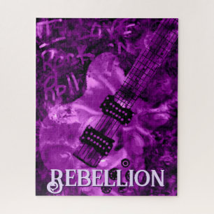 Quebra-cabeça Eu Amo Rock 'N Roll Guitarra Elétrica Personalizad