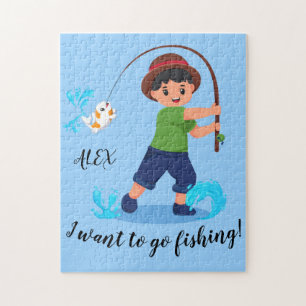 Quebra-cabeça "EU QUERO IR PESCAR" Rapazes pescando
