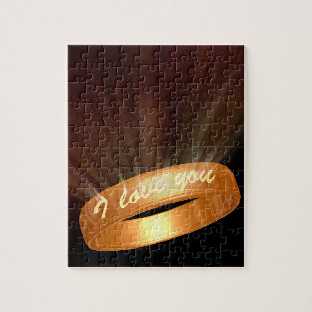 Quebra-cabeça "Eu te amo" Ouro Ring (Vertical)