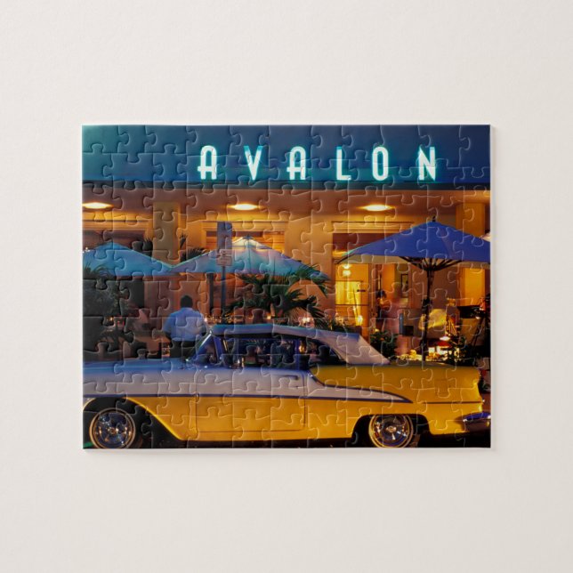 Quebra-cabeça EUA, FL, Miami, South Beach à noite. (Horizontal)